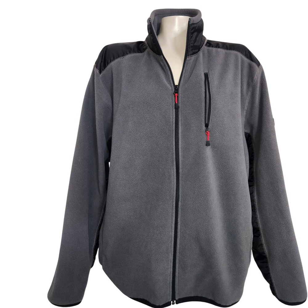 Tommy Hilfiger Expedition Mens XL Gray Black Full Zip Fleece Jacket Outdoor - Picture 1 of 9